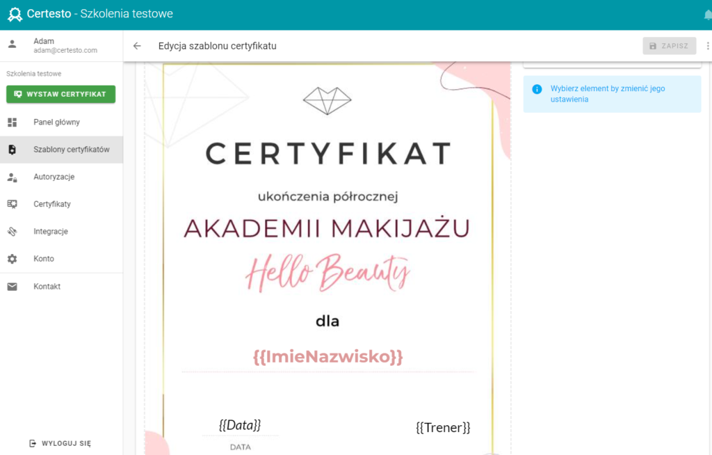 Jak wystawić kilkaset certyfikatów ukończenia kursu, w mniej niż minutę?