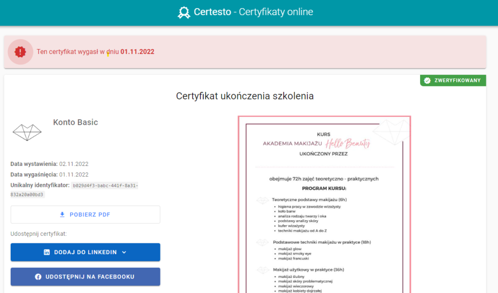 Nowa funkcja: Możliwość ustawienia daty wygaśnięcia certyfikatu