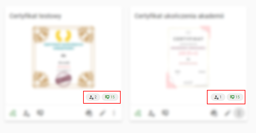 Statystyki na liście szablonów