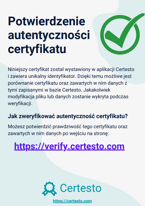 Potwierdzenie autentyczności certyfikatu