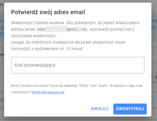 Weryfikacja adresu email odbiorcy certyfikatu