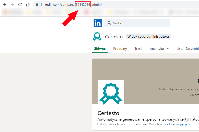 Czym jest Id organizacji w LinkedIn?